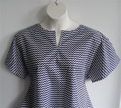 Navy/White Chevron Post Surgery Shirt - Gracie