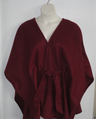 Shandra FLEECE Cape - Burgundy | Outerwear/Capes