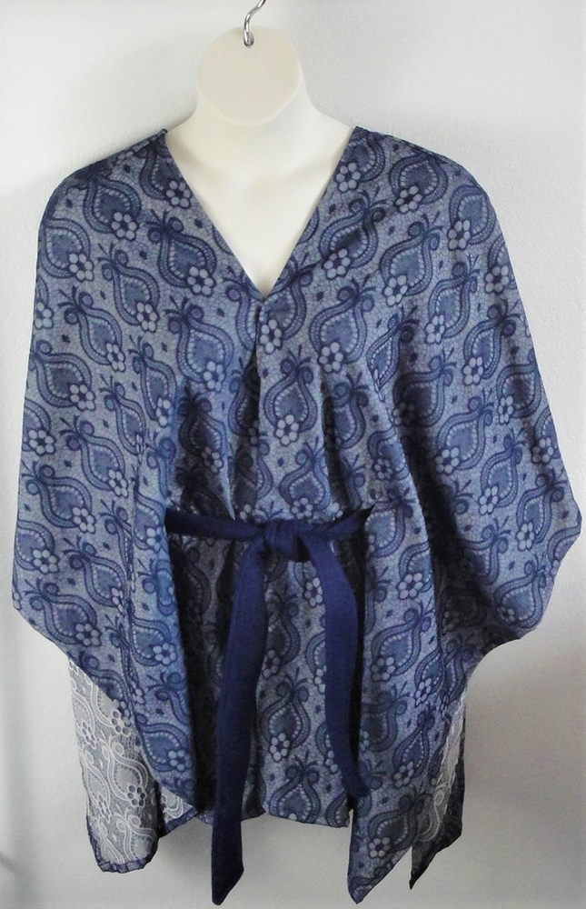 Shandra Cape - Navy Brocade Rayon Blend | Outerwear/Capes