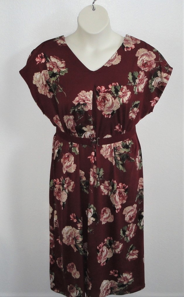 Randi Dress - Burgundy/Mauve Floral Brushed Poly Knit | Dresses