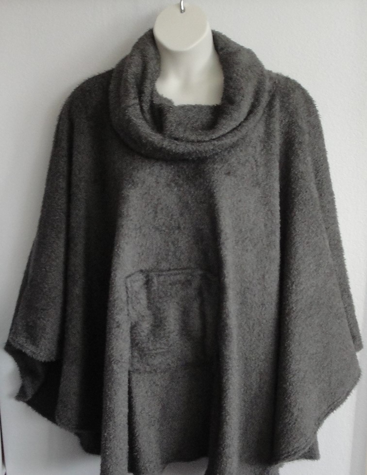 Chenille Fleece Riley Cape/Poncho - Dark Grey