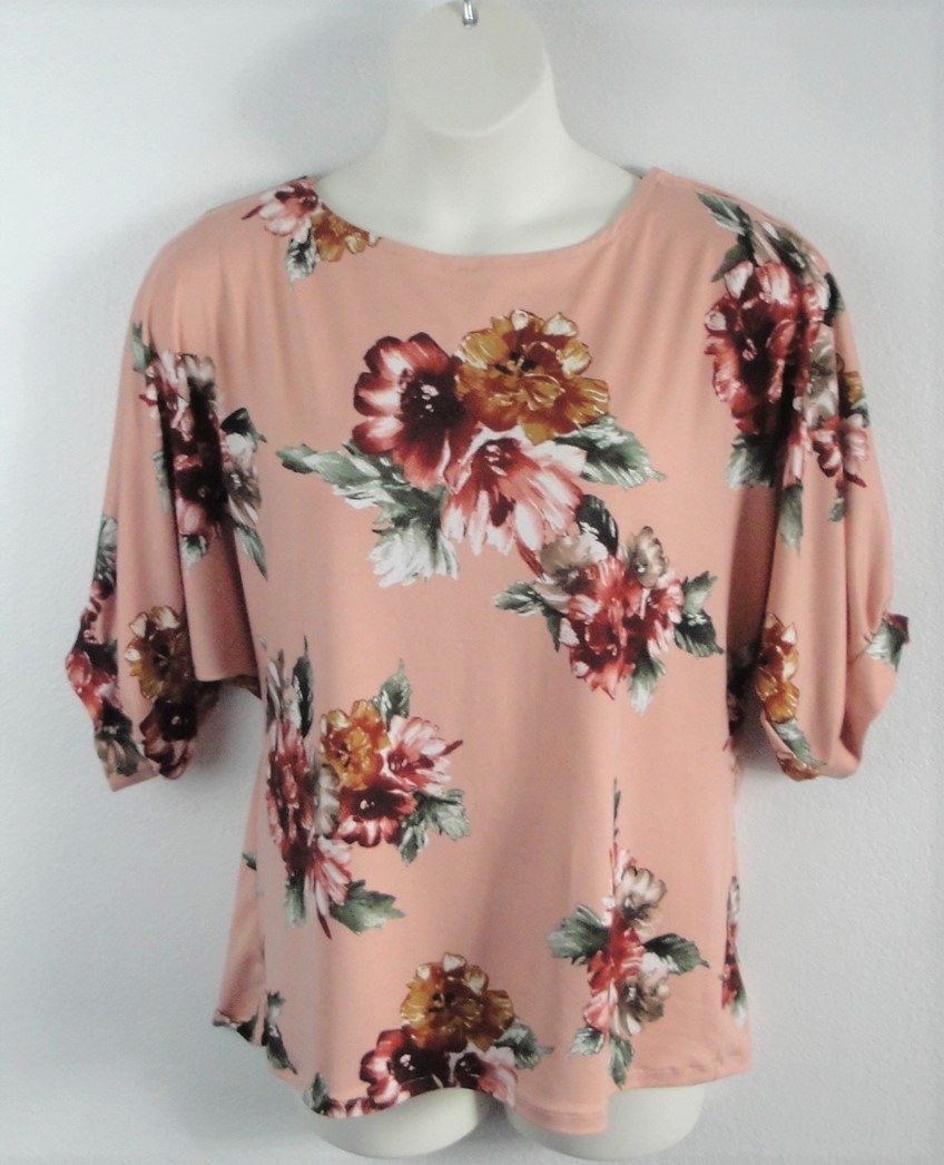Peach/Rust Floral Post Surgery Shirt - Libby