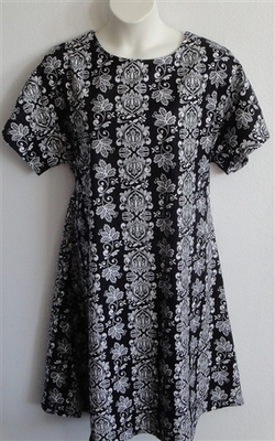 Black Damask Flannel Adaptive Nightgown - Orgetta