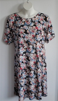 Rust/White/Blue Floral Rayon Knit Post Surgery Gown - Orgetta