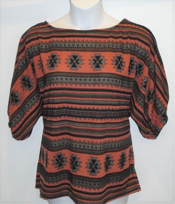 Orange/Brown Aztec Geometric Post Surgery Sweater - Jan