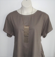 Image CLEARANCE - Tracie Shirt - Taupe Brown Cotton Knit (XS ONLY)