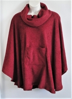 Image Riley Cape/Poncho -Dark Red - Chenille Fleece Sweater