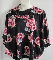 Image Katie Side Opening Shirt - Pink Floral on Black Heather