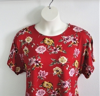 Image Tracie Shirt - Red Floral Rayon Knit